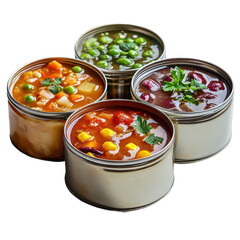 Canned Soups Variety on Transparent Background