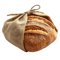 Artisan Bread in Burlap on transparent background