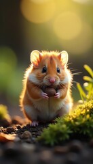 Tiny Roborovski hamster exploring its habitat, nature, eyes