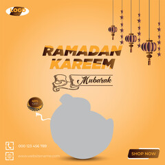 Ramadan Mubarak Islamic Greetings Social Media Post Template