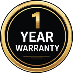Fototapeta premium Minimalistic Gold-Rimmed 1 Year Warranty Icon for Sleek Product Labels and Professional Corporate Guarantee Documentation