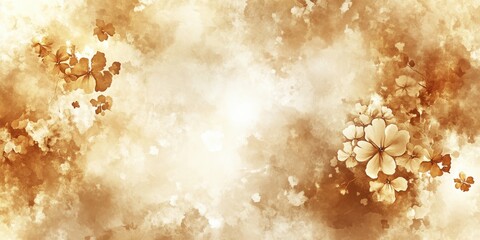 Elegant Watercolor Floral Design Brown Beige Flowers Artistic Background soft gold home image cream