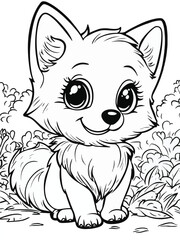 Little Fox Line Art – Coloring Book Animal