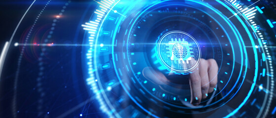 Internet of things - IOT concept. Businessman offer IOT products and solutions.