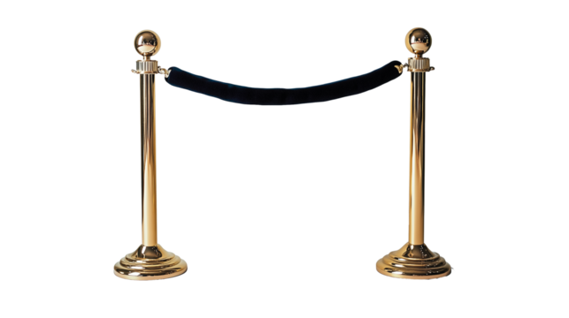 A luxurious golden stanchions on transparent background