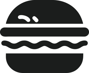 Burger Icon: Simple Monochrome Graphic for Fast Food Concepts                                                                                         
