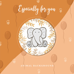 cute animal template background illustration