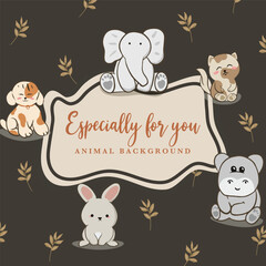 cute animal template background illustration