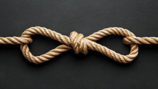 A rope tied in the shape of an infinity sign is torn apart