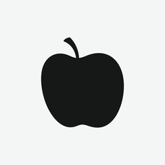 Black Apple Silhouette Vector – Minimalist Fruit Icon for Graphic Design, Logos, and Print