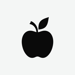 Black Apple Silhouette Vector – Minimalist Fruit Icon for Graphic Design, Logos, and Print