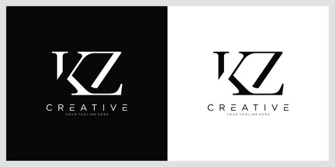 Initial KZ or ZK letter logo design vector