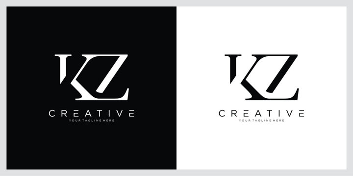 Initial KZ or ZK letter logo design vector
