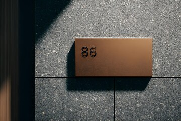 Fototapeta na wymiar Modern house number plaque mockup on textured wall, ideal for signage or exterior design.