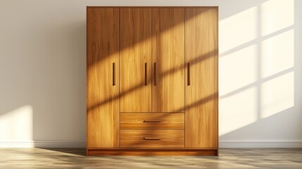 Fototapeta premium Honey-colored teak wardrobe