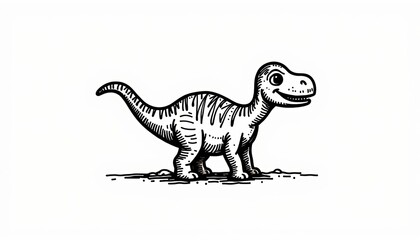 Black and white dinosaur drawing, a monochrome illustration of prehistoric giant