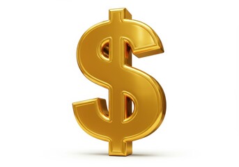 Obraz premium 3D Illustration of Golden dollar sign isolated on white background, shiny and 3d