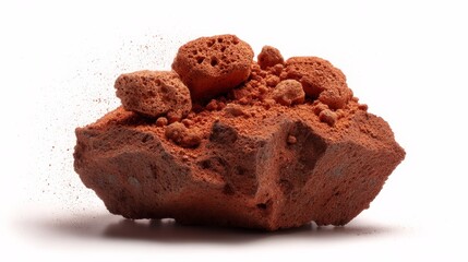 Close-up of bauxite ore displaying reddish-brown earthy texture
