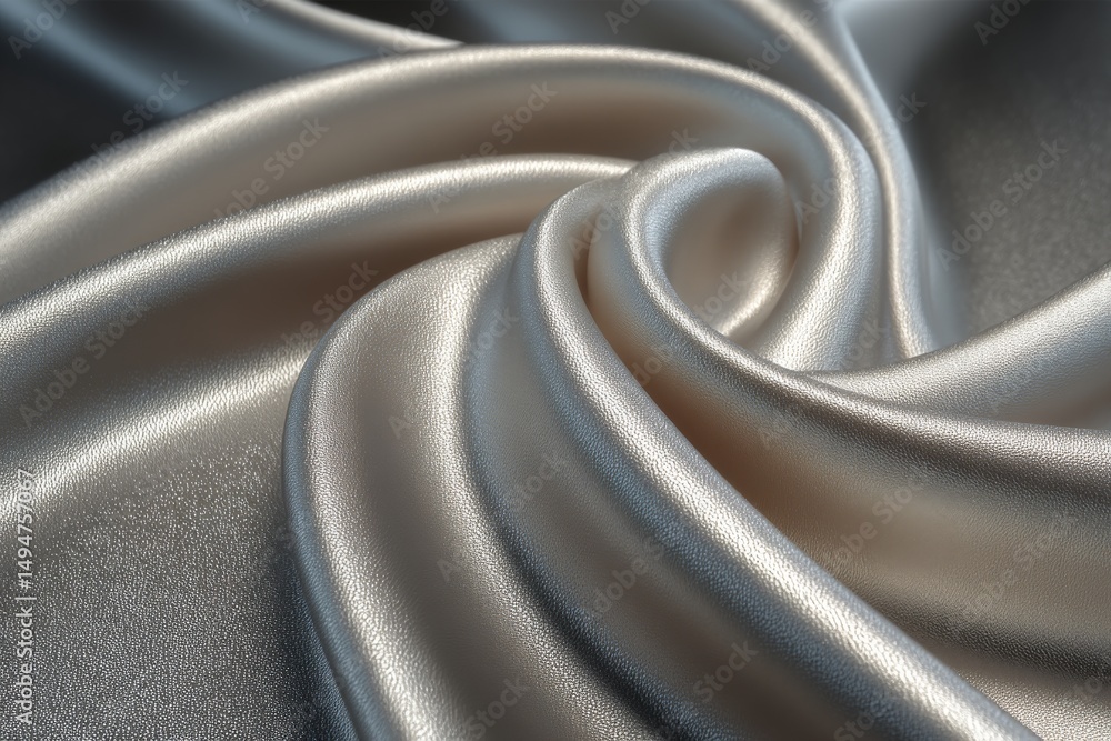 Poster luxurious silver silk fabric draped elegantly with soft folds and gleaming texture capturing light b