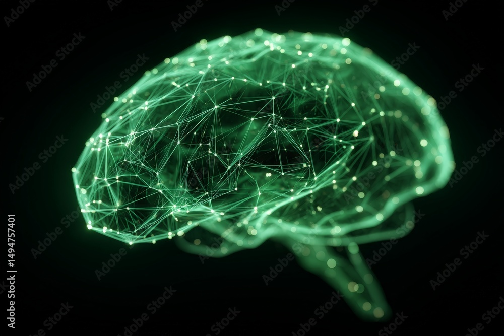 Aufkleber digital rendering of a glowing brain illuminated with intricate network connections