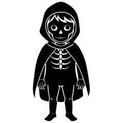 Skeleton mask on child silhouette vector illustration 