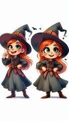 Enchanting witch characters fantasy realm digital artwork whimsical environment playful viewpoint magical concept