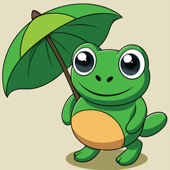 a-cartoon-frog-holding-a-leaf-like-an-umbrella--gr.eps