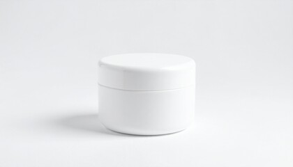 White cosmetic container made of plastic positioned on a crisp white background