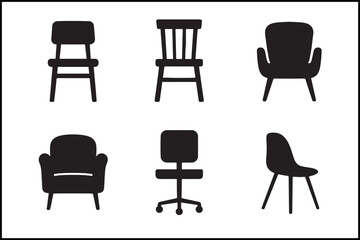Unique Chair Pose Silhouette Set