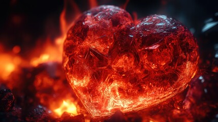 Heart of fire in burning coals