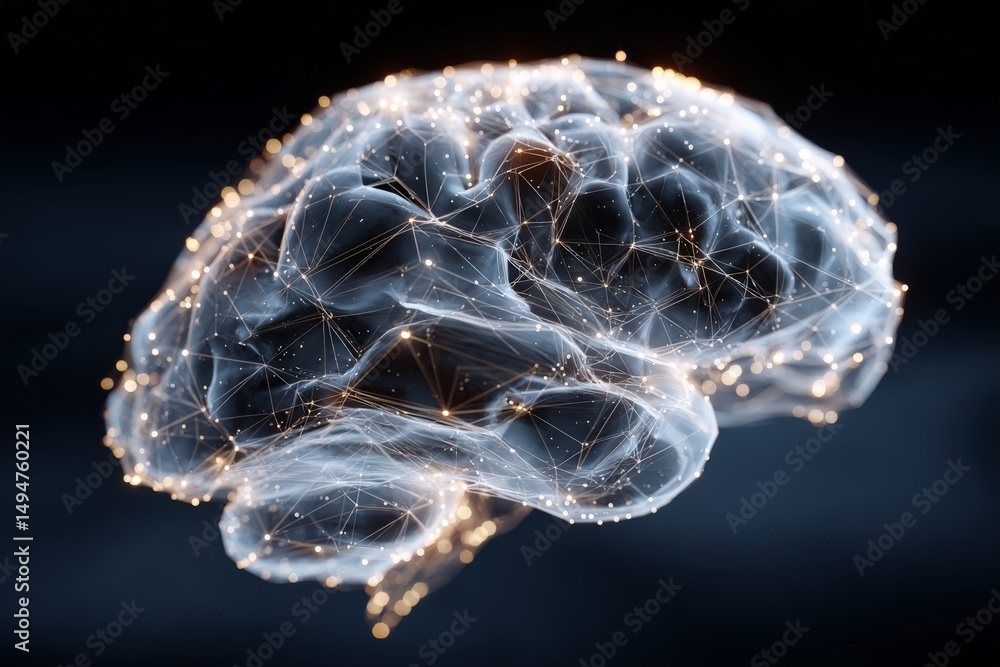 Aufkleber Exploration of neural networks and brain connectivity in a digitally rendered visualization