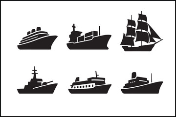 Obraz premium Different Ship Silhouette Designs