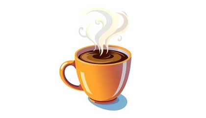 Obraz premium A stylized coffee cup vector illustration with swirling steam, isolated on white, energy, drawing