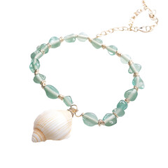 Chic Anklet with Irregular Sea Glass Beads Isolated on Transparent Background