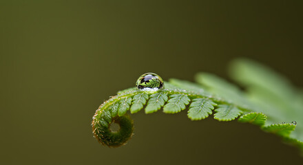 Fern Frond Dewdrop: A Macrocosm of Nature's Grace