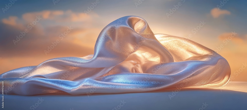 Aufkleber graceful white fabric flowing abstract background with monochromatic tones and dynamic wave patterns