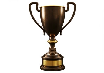3D Illustration of Bronze trophy with gold accents isolated on white background, award