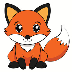 a-cute-cartoon-style-fox-sitting-with-a-fluffy-tai.eps