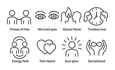 Symbols of connection and love: twin hearts, sacred bond, timeless