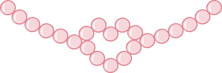 Pink Heart Necklace Pearl Coquette Element