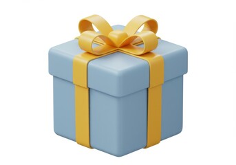 Obraz premium 3D Illustration of Blue gift box with yellow ribbon isolated on white background