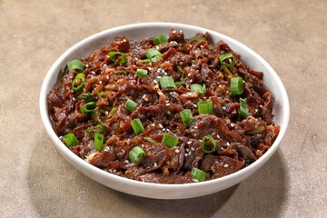Bulgogi is a Korean meat dish. The meat used includes sirloin or selected beef cuts.