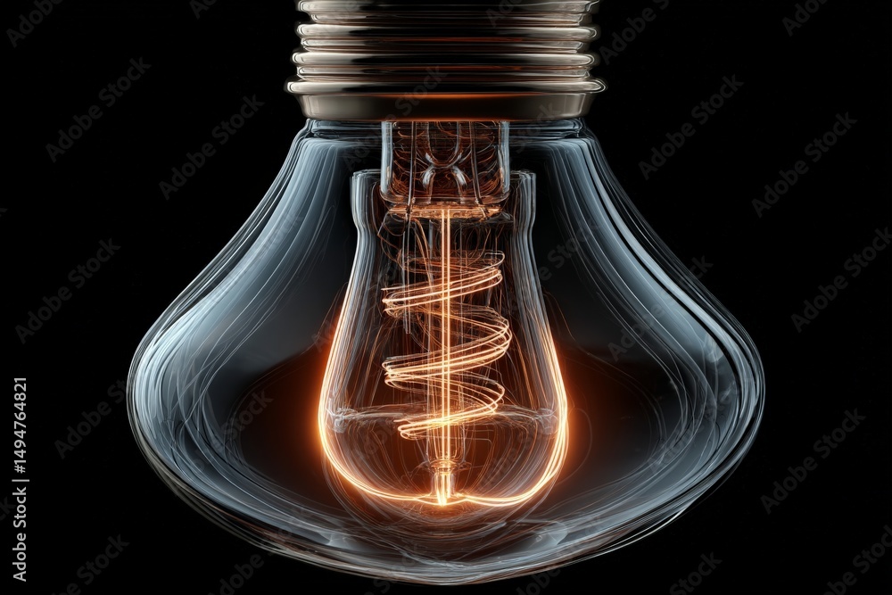 Aufkleber vintage light bulb glowing with a modern twist showcasing intricate filament design in a dark settin