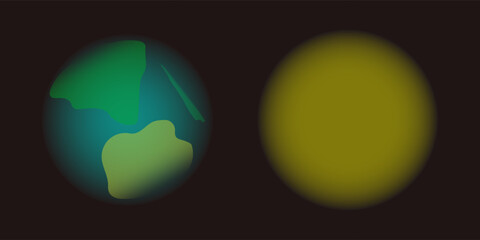 WebA set of blurry planet earth and sun gradient shape. Abstract blue and green color circle defocused shape on black. Y2k inspired vector soft gradation globe circle and futuristic sun round bg