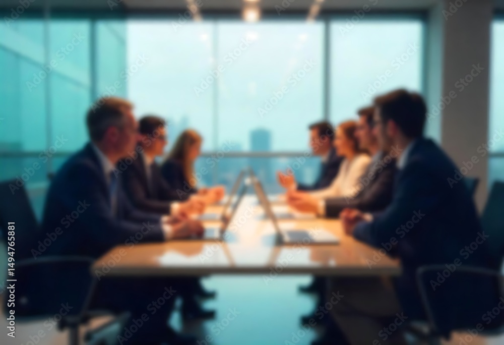 Poster generative ai a blurred image of a modern conference room with executives discussing plans