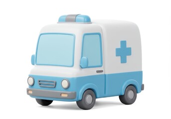 3D Illustration of Cartoon ambulance isolated on white background in 3d render style
