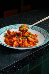 Hot with vegetables and seasoning