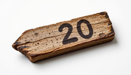 Fototapeta premium weathered wooden plant marker with faded ink and soil stained base, slight warping on one end, laid diagonally for visual balance