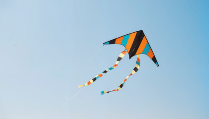 Colorful kite in a playful style in bright colors for outdoor fun [with copy space]