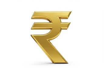 3D Illustration of Golden indian rupee currency symbol isolated on white background